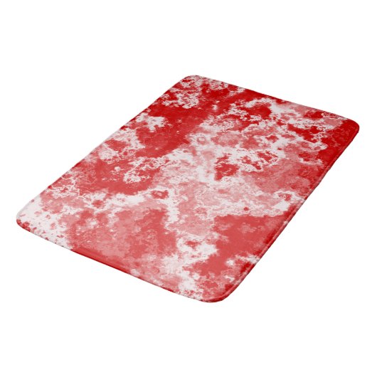 Tapis De Bain Marbre rouge et blanc abstrait (Angle)