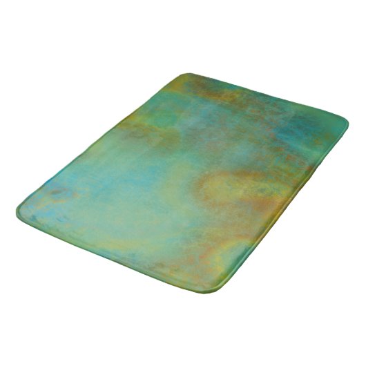 Tapis De Bain Marbre rouille et turquoise abstrait 6 (Angle)