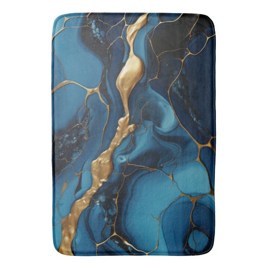 Tapis De Bain Marbre texture bleu or mat bain (devant Vertical)