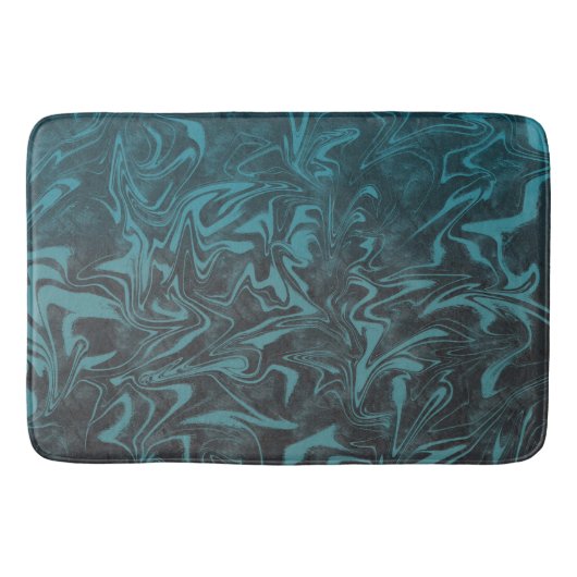 Tapis De Bain Marbre tourbillon bleu sarcelle électrique (Devant)