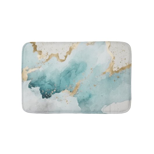 Tapis De Bain Marbre turquoise et or (Devant)