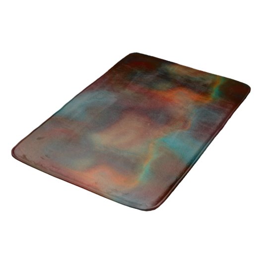 Tapis De Bain Marbre turquoise et rouille abstrait (Angle)