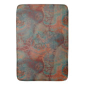 Tapis De Bain Marbre turquoise, rouge et rouille abstrait (devant Vertical)
