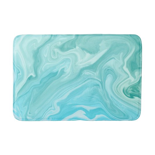 Tapis De Bain Marbre vert et bleu Swirl Océan Abstrait brise (Devant)