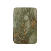 Tapis De Bain Marbre Vert Olive Feuille de Faux Or (Devant (Vertical))