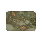 Tapis De Bain Marbre Vert Olive Feuille de Faux Or (Devant)