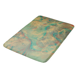 Tapis De Bain Marbre vert rouge et mer abstrait