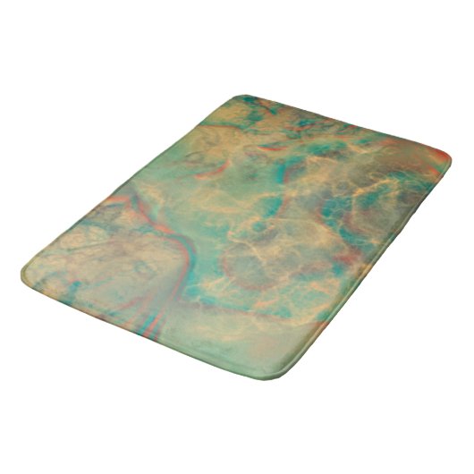 Tapis De Bain Marbre vert rouge et mer abstrait (Angle)