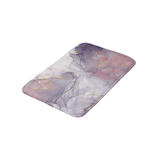 Tapis De Bain Marbre violet et or (Angle)