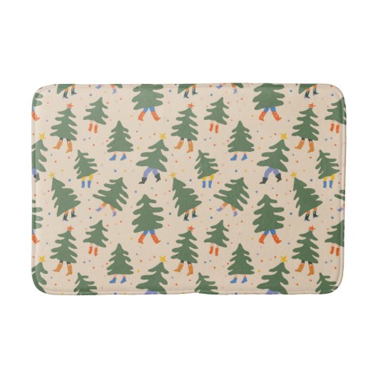 Tapis De Bain Marche Whimsical Motif des arbres de Noël (Devant)