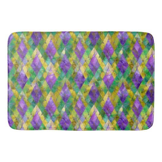 Tapis De Bain Mardi Gras Arlequin en verre tendu Imprimer (Devant)
