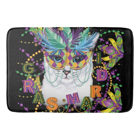 Tapis De Bain Mardi Gras Chat, Funny Mardi Gras (Devant)