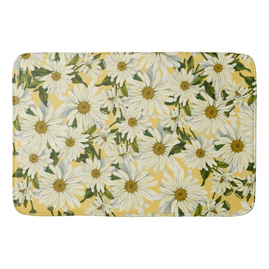 Tapis De Bain Marguerites blanches Fleur Fleur Jaune Lumineuse (Devant)