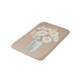 Tapis De Bain Marguerites blanches Mason Jar sur beige (Angle)