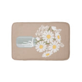 Tapis De Bain Marguerites blanches Mason Jar sur beige (Devant)