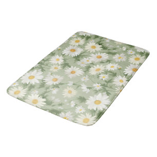 Tapis De Bain Marguerites blanches sur Sage Green