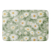 Tapis De Bain Marguerites blanches sur Sage Green (Devant)