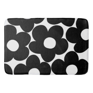 Tapis De Bain Marguerites noires et blanches rétro #1 #décoratio