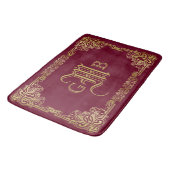 Tapis De Bain Mariage Monogram Classic Gold Frame Bourgogne (Angle)