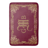 Tapis De Bain Mariage Monogram Classic Gold Frame Bourgogne (devant Vertical)
