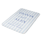 Tapis De Bain Mariage Personnalisé Français Bleu Minimaliste et (Angle)