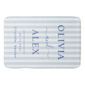 Tapis De Bain Mariage Personnalisé Français Bleu Minimaliste et (Devant)