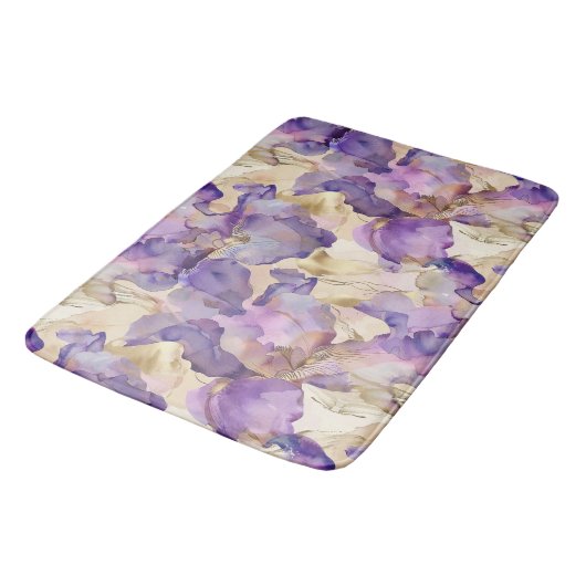 Tapis De Bain Mariage Romantique Fleur de Lys Violet Or Fête de (Angle)
