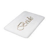 Tapis De Bain Mariée, écriture or élégant chic blanc (Angle)