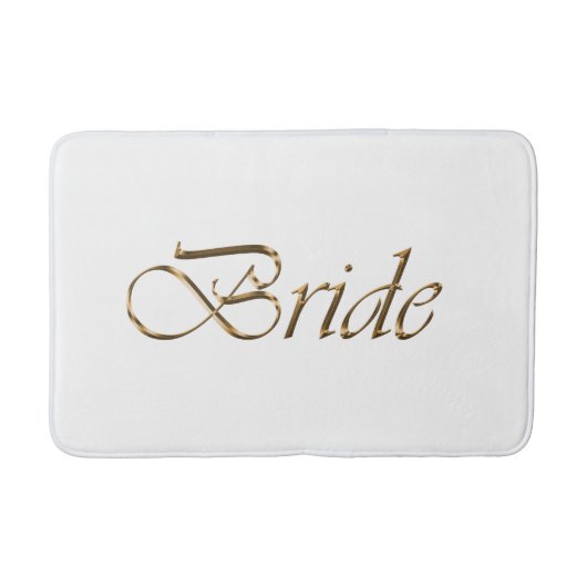 Tapis De Bain Mariée, écriture or élégant chic blanc (Devant)