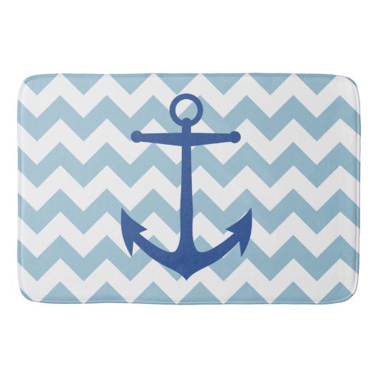 Tapis De Bain Marine Ancre et Chevron Custom Bath Mat (Devant)