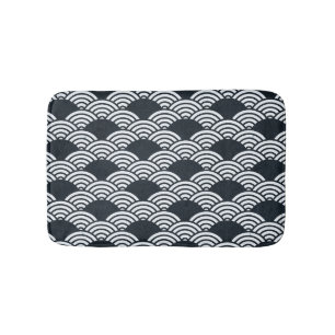 Tapis De Bain Marine bleu et blanc Seigaiha vagues motif