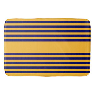 Tapis De Bain Marine bleu et jaune soleil cinq bandes motif