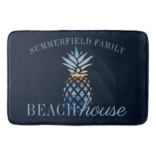 Tapis De Bain Marine Bleu Nautique Personnalisé Maison de plage 