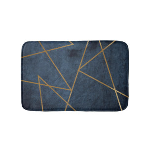 Tapis De Bain Marine Bleu Or Géométrique Design Chic
