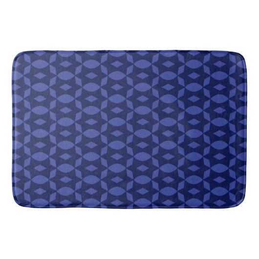 Tapis De Bain Marine Bleu Rétro Deux Tons Motif Accueil (Devant)