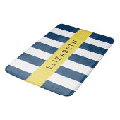 Tapis De Bain Marine Blue Stripes, Motif rayé, Votre nom (Angle)