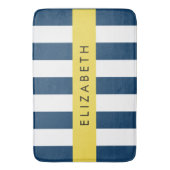 Tapis De Bain Marine Blue Stripes, Motif rayé, Votre nom (devant Vertical)