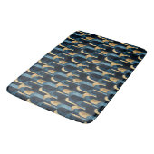 Tapis De Bain Marine d'or bleu Abstraite (Angle)