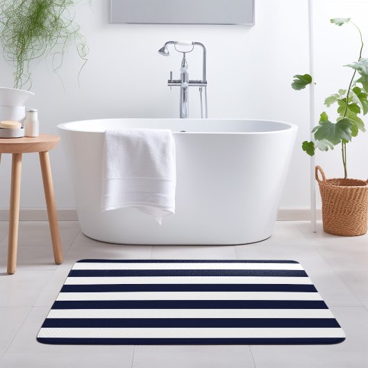 Tapis De Bain Marine et Blancs | Couleurs modifiables