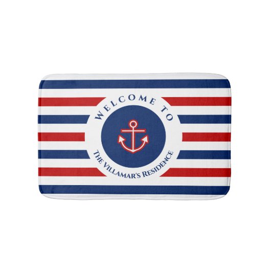 Tapis De Bain Marine marine Bleu Rouge Bleu Blancs (Devant)