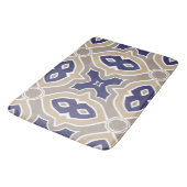 Tapis De Bain Marocain de bleu marine et de Taupe (Angle)