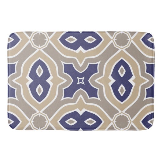 Tapis De Bain Marocain de bleu marine et de Taupe (Devant)