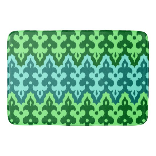 Tapis De Bain Marocaine Ikat Damask, Turquoise & Jade Green (Devant)