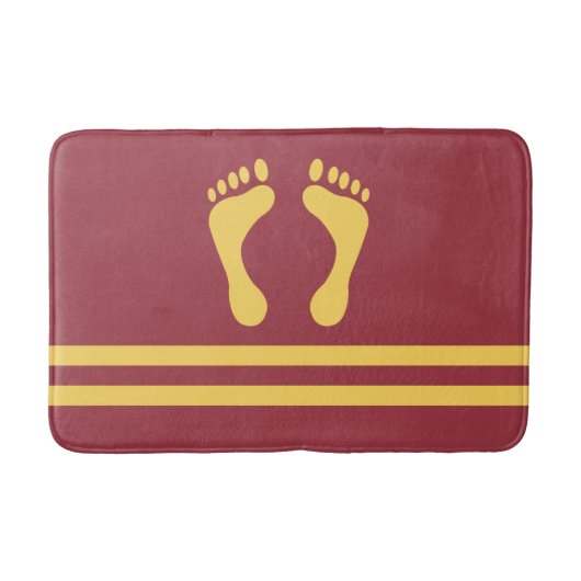 Tapis De Bain Maroon Gold Stripes et pieds modernes Graphisme (Devant)
