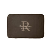 Tapis De Bain Marque de nom monogrammée marron et beige  (Devant)