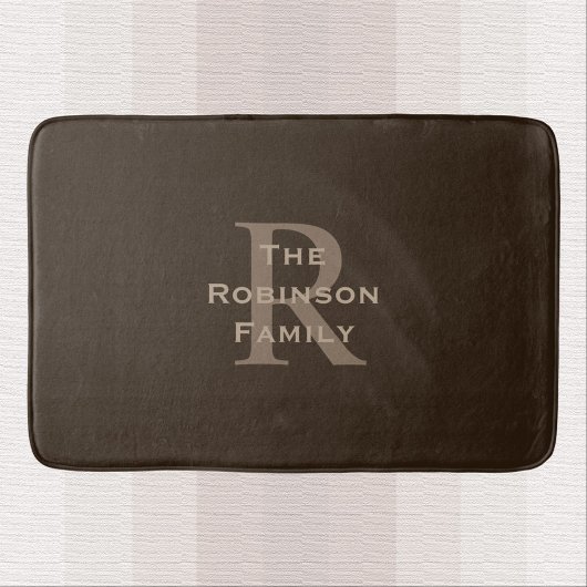 Tapis De Bain Marque monogrammée marron et beige