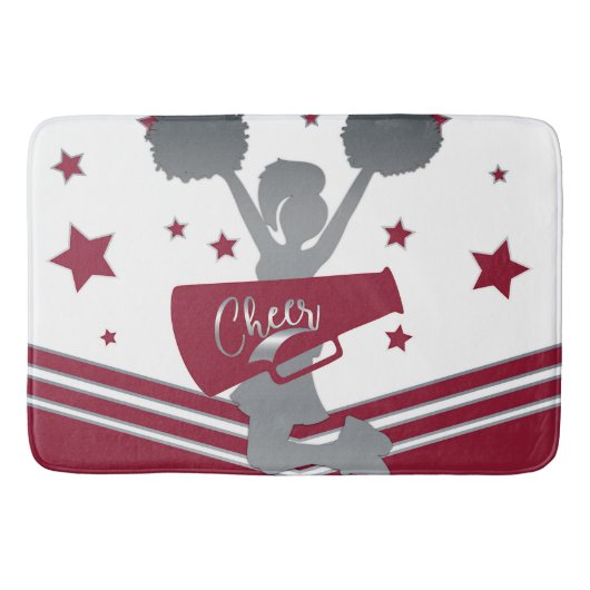 Tapis De Bain Marron Blanc Étoiles Argent Cheer Cheer-leading (Devant)