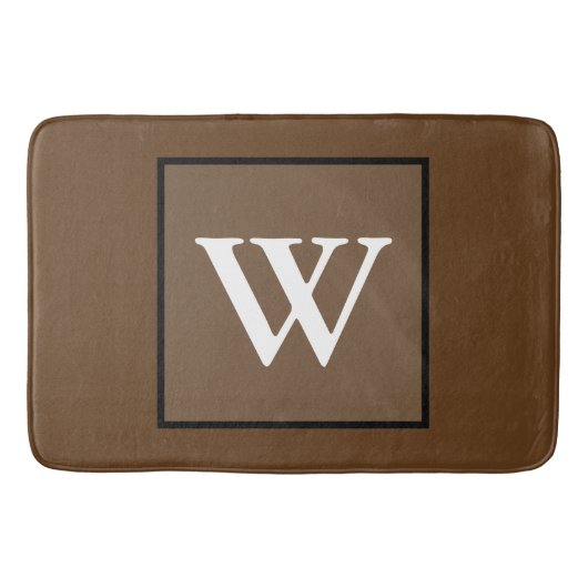 Tapis De Bain Marron Blanc Monogramme (Devant)