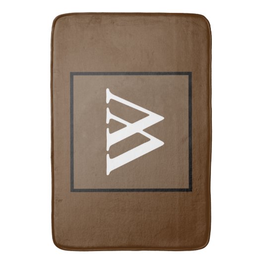 Tapis De Bain Marron Blanc Monogramme (devant Vertical)