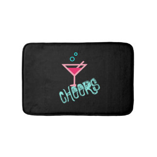 Tapis De Bain Martini - Boisson d'alcool Pop Art, rose et turquo
